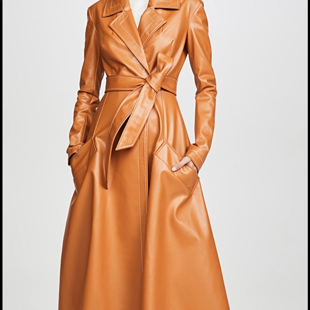 AWAKE MODE faux leather belted trench NWT S
